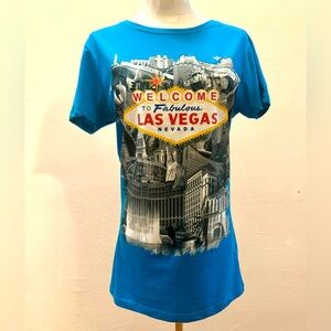 NEW Girls Welcome to Las Vegas Blue Long T-Shirt Size XL Youth Girl